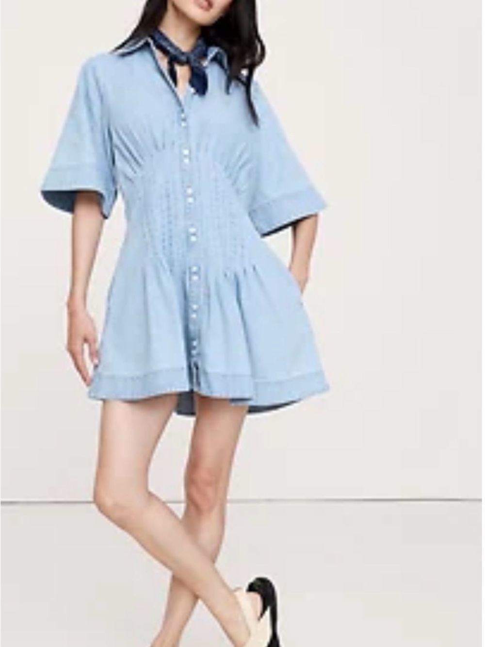 Banana Republic Stretch-Cotton
Poplin Pintuck Shirt Dress